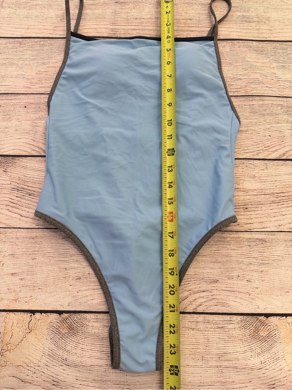 Aerie Light Blue One-Piece Swimsuit with Grey Trim - Small - Picture 6 of 6